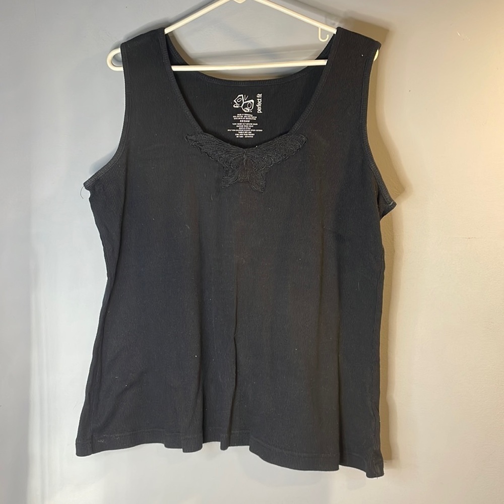 Black butterfly tank top by fashion bug